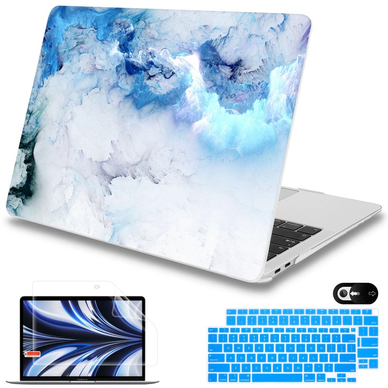 Mektron for MacBook Air 13 inch Case A2337 M1 A2179 A1932 with Retina Display & Touch ID Plastic Hard Shell Laptop Case for MacBook Air 13 Cover 2020 2019 2018 Release,Cloud & Lightning - Image 1